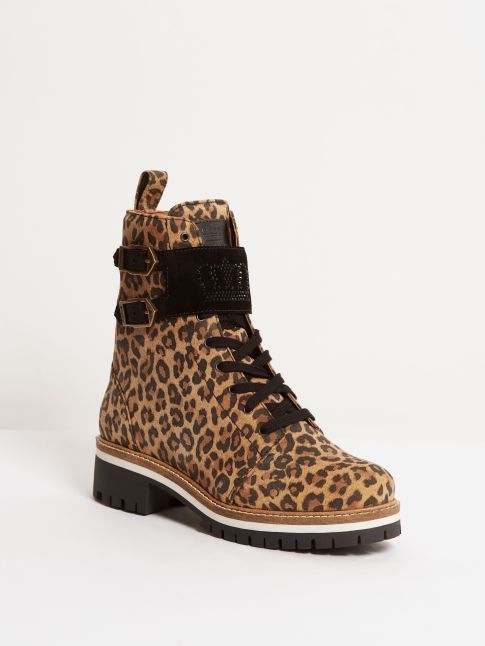 Kingsley Lisbon Swarovski Biker Boots jaguar, black front view