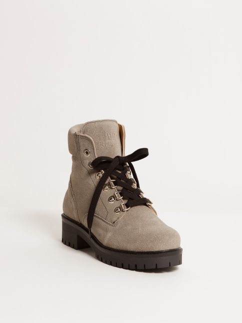 Kingsley Regina 02 Biker Boots Grey Glitter front view
