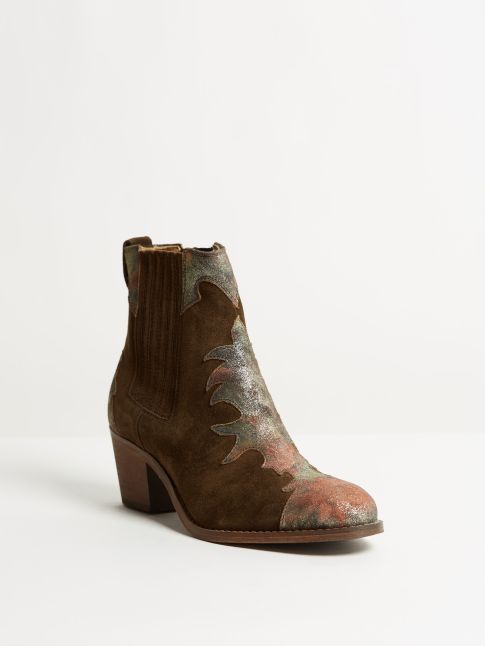 Kingsley Lydia Short Boot sensory coffee hunter gold front view