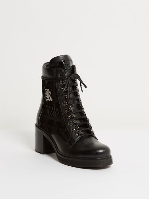 Kingsley Sandra short boots nature black, black skulls front view