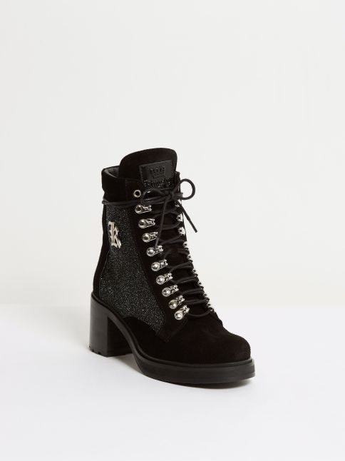 Kingsley Sandra Short Boot stardust black, suede black front view