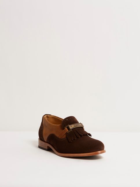 Kingsley Jade College dark brown suede, cognac front view