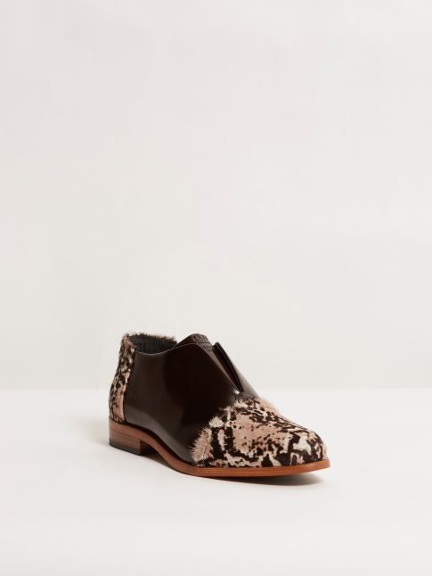 Kingsley Sintra Shoes Limited Edition uragano dark brown, special animal print front view