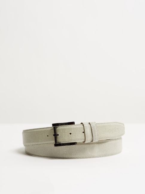 Kingsley Belt lizzard light grey front view