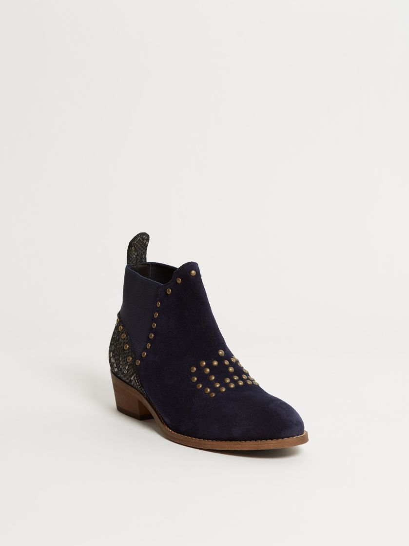 Kingsley Queen Short Boots boa blue sensory blue pilota front view
