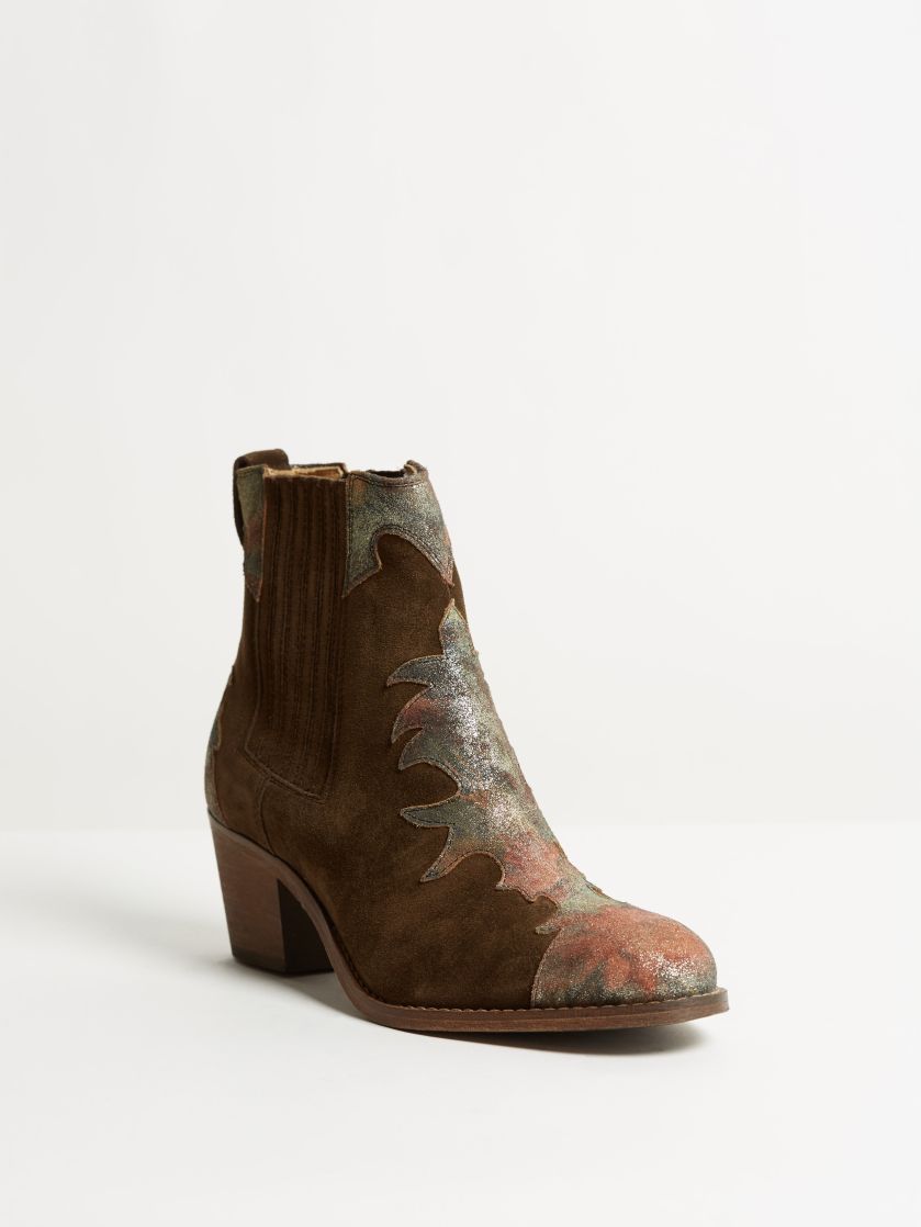 Kingsley Lydia Short Boot sensory coffee hunter gold front view