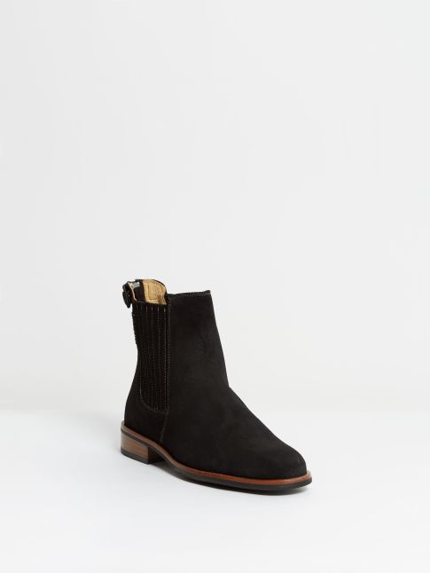 Kingsley Berlin Chelsea Boots sensory black, white stitching front view
