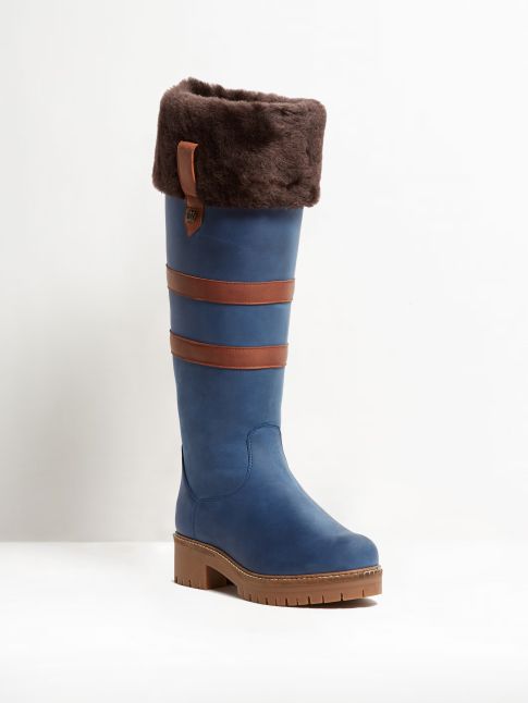 Kingsley Helsinki 02 Outdoorboots with Chocolate sheepskin Gaucho Navy, Gaucho Chestnut Front view