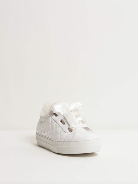 Kingsley Joy Sneakers with White Sheepskin patent white front view