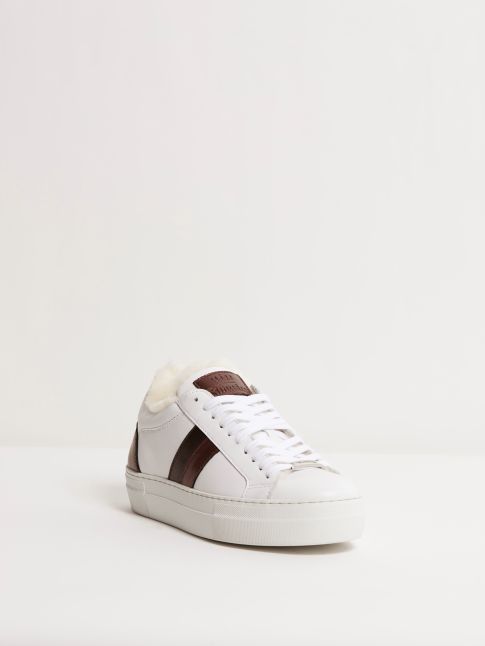 Kingsley Star Sneakers with Sheepskin white, oister, bordeaux front view